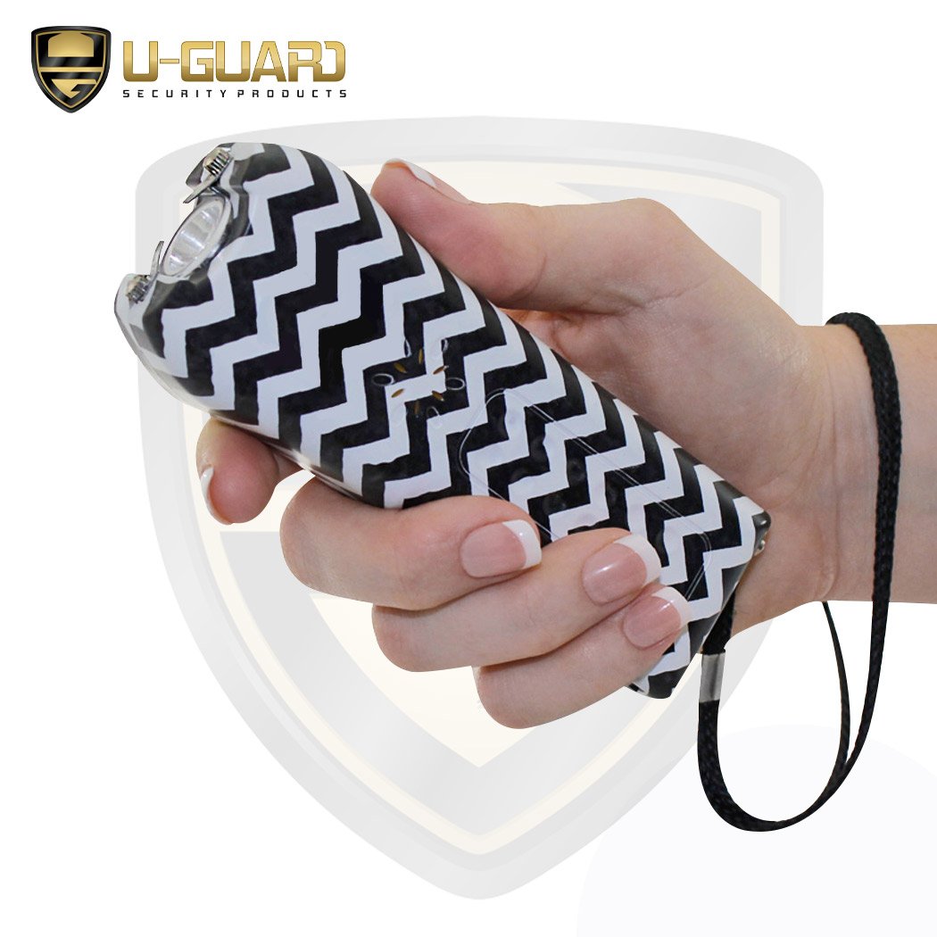 Personal Stun Gun Stun Gun Flashlight Alarm Pepper Spray Keychain Self Defense Kit. Multi-Function Less Lethal Weapon Combo. Tactical Gear for Women Or Men While Walking, Camping Or Hiking (Zebra)