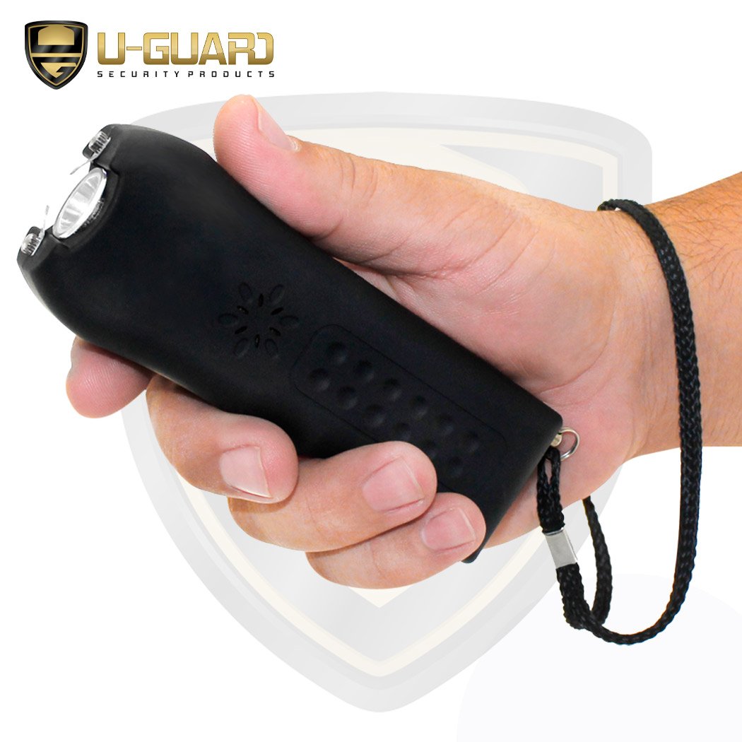 Personal Stun Gun Stun Gun Flashlight Alarm Pepper Spray Keychain Self Defense Kit. Multi-Function Less Lethal Weapon Combo. Tactical Gear for Women Or Men While Walking, Camping Or Hiking (Black)