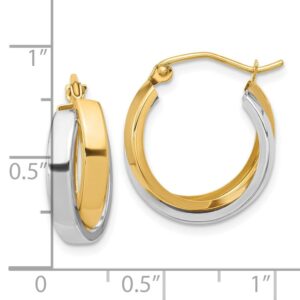 Gold Hoop Earrings 10K Two-tone Double Hoop - Sizes: 17mm (1/2") or 19mm (3/4")