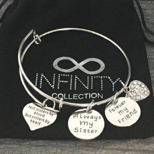 Infinity Collection Best Friends Bracelets- Not Sisters By Blood But Sisters By Heart Bracelet- Always my Sister, Forever My Friend Jewelry- Gift for Friends