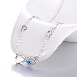 Sterling Silver Love Infinity Heart Jewelry Aquamarine Necklace for Women Birthday Gifts for Her