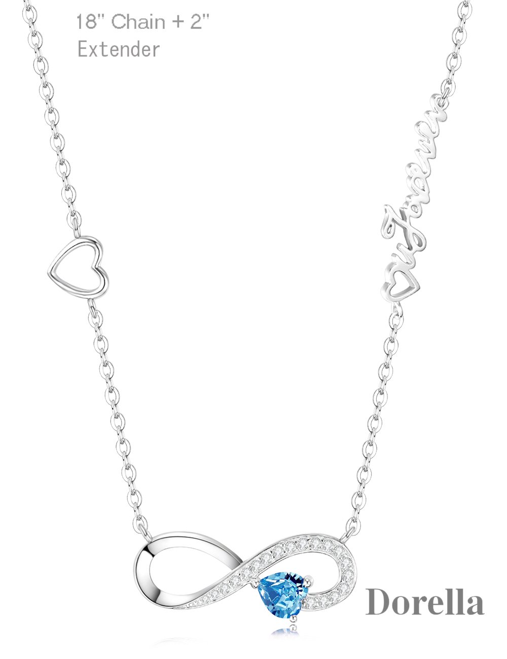 Sterling Silver Love Infinity Heart Jewelry Aquamarine Necklace for Women Birthday Gifts for Her