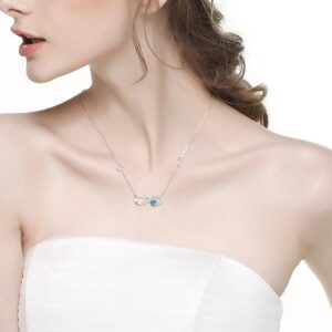 Sterling Silver Love Infinity Heart Jewelry Aquamarine Necklace for Women Birthday Gifts for Her