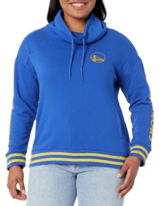 ultra game nba golden state warriors womens quarter zip fleece pullover sweatshirt with zipper, team color, large