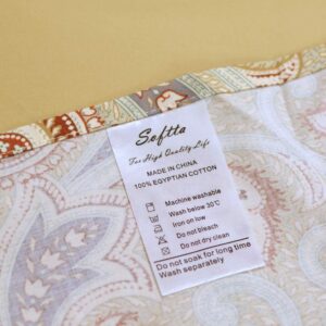 Softta Luxury Paisley Pattern 100% Cotton Deep Pocket 4Pc Bed Sheet Set 800 Thread Count King Size,Khaki