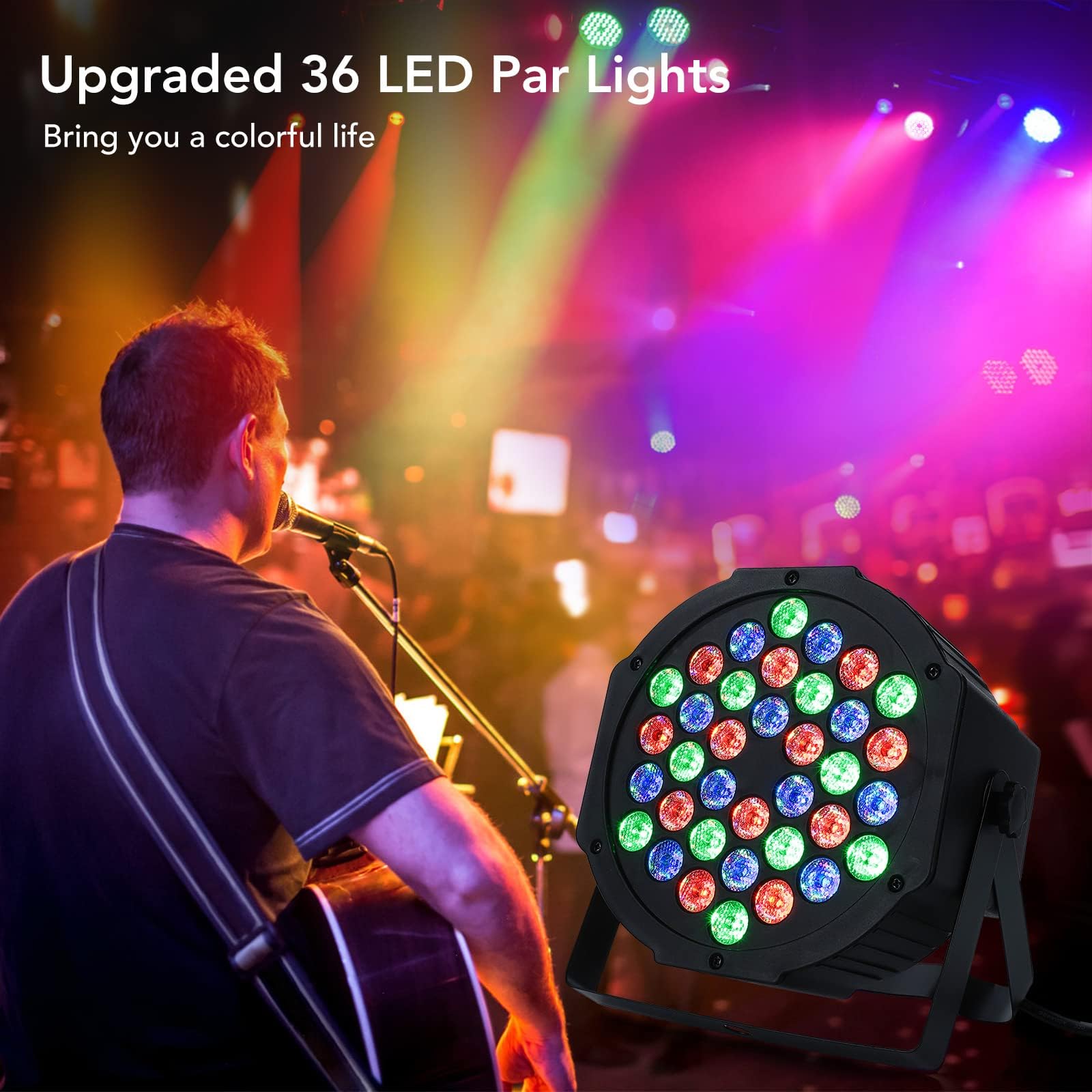 Litake 36 LED Stage Lights RGB DJ LED Par Light Remote & DMX Controlled Sound Activated Auto Play Uplighting for Wedding Birthday Christmas Holiday Music Show Dance Party Stage Lighting-4 Pack