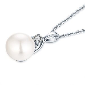 JO WISDOM 925 Sterling Silver Freshwater Cultured Pearl Pendant Necklace Jewelry for Women