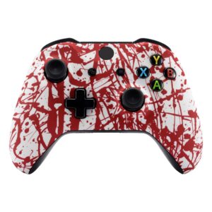 eXtremeRate Blood Spatter Faceplate Cover, Soft Touch Front Housing Shell Case, Comfortable Soft Grip Replacement Kit for Xbox One X S Controller - Controller NOT Included