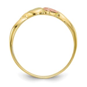 10k Yellow Gold Two Hearts Infinity Ring, 12k Green and Rose Black Hills Gold Size 4