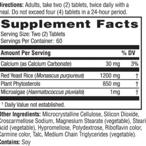 Weider Red Yeast Rice Plus 1200mg - With 850mg of Natural Phytosterols- Gluten FREE - One Month Supply