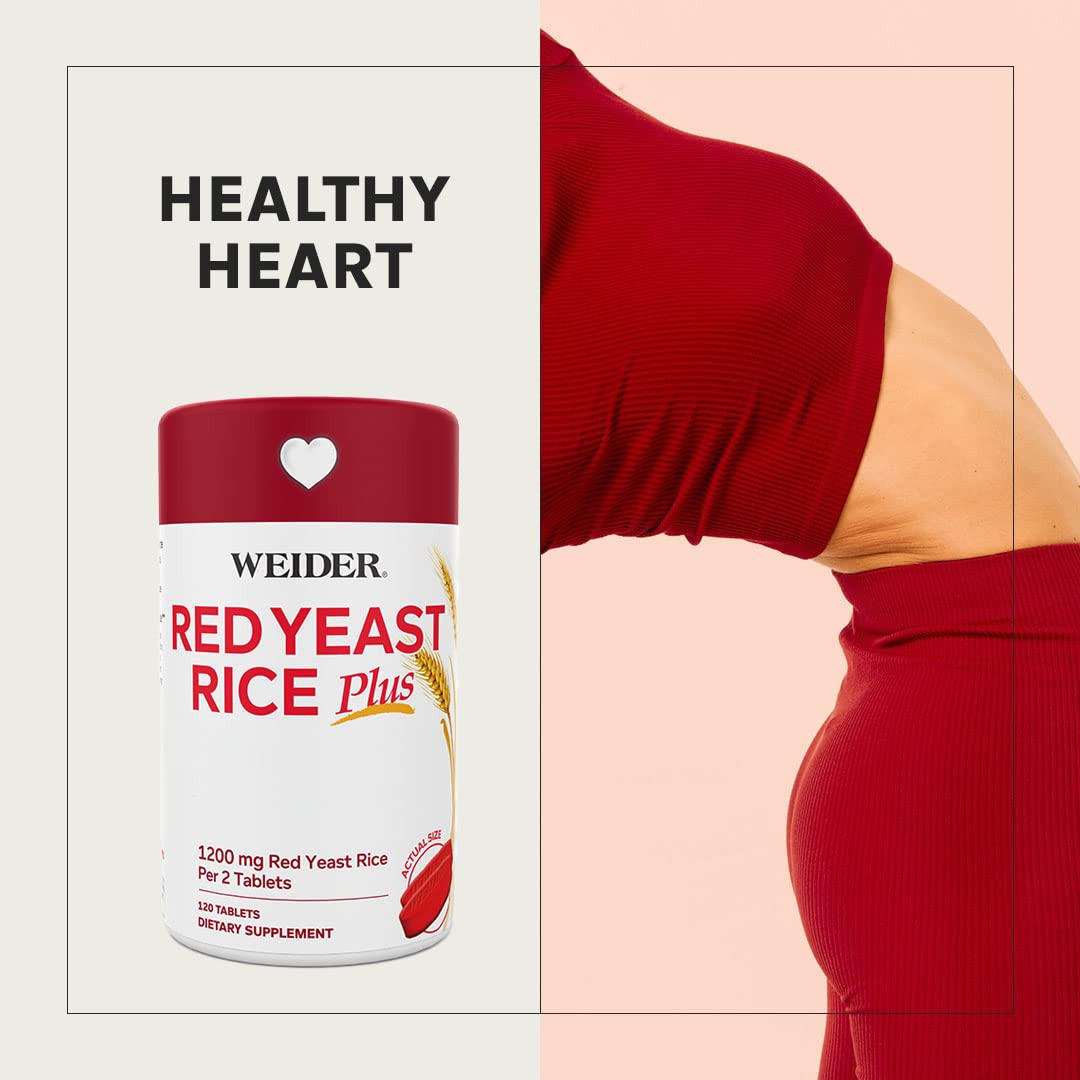 Weider Red Yeast Rice Plus 1200mg - With 850mg of Natural Phytosterols- Gluten FREE - One Month Supply