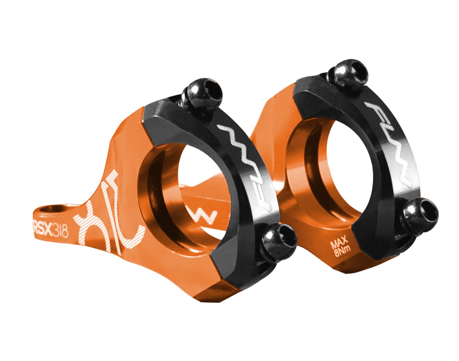 Funn RSX Mountain Bike Direct Mount Bike Stem with 31.8mm Bar Clamp, 2 Pieces Lightweight Split Design for Dual Crown Forks, Adjustable Extension 45-50mm with 20mm Rise (Orange)