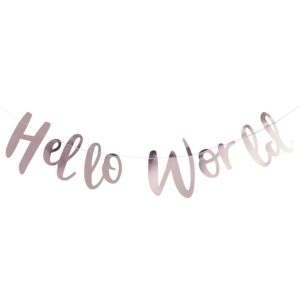 Ginger Ray Rose Gold Hello World Scripted Baby Shower Bunting Banner - Hello World