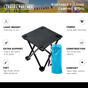 XinChangShangMao Mini Chair Folding Camping Stool Outdoor Portable Stools Lightweight with Carry Bag, Support 220 lbs, Black