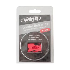 winn fishing 66" rod overwrap tape, slim - red/black