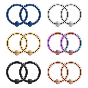 ruifan 12pcs 316l surgical steel matte captive bead rings nose belly eyebrow tragus lip ear nipple hoop ring bcr 16g 10mm