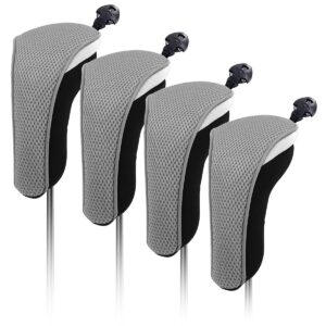 Craftsman Golf 4X Thick Neoprene Hybrid Golf Club Head Cover Headcovers with Interchangeable Number Tags (Gray)