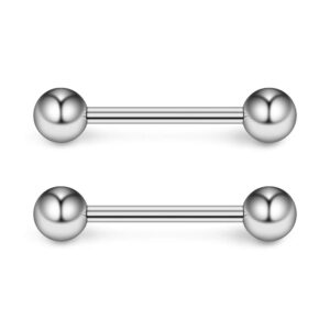 Ruifan Grade 23 Titanium Internally Threaded Nipple Shield Barbell Ring Bar Body Piercing 14G 1/2Inch 2PCS