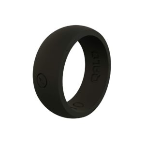 qalo men's classic rubber silicone ring, rubber wedding band, breathable, durable rubber wedding ring for men, 8.5mm wide 2.5mm thick, black, size 10