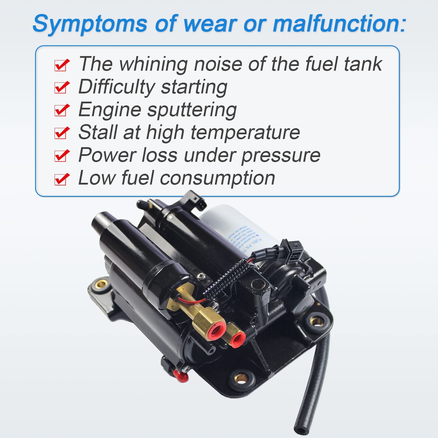 Electric Fuel Pump Assembly Replacement For Volvo Penta 21608511 21545138 4.3L 5.0L 5.7L for 4.3OSI 4.3GXI 5.0OSI 5.0GXI 5.7GI 5.7GXI 5.7OSI 5.7OSXI 3594444 213977771 3861355 3860210