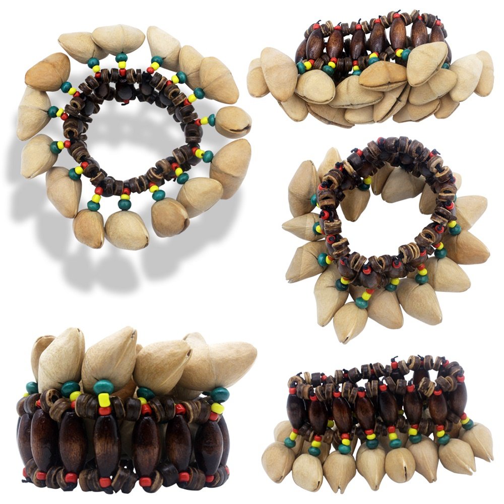 Mowind African Tribal Style Nuts Shell Bracelet Dora Nut Handbell Percussion Accessories