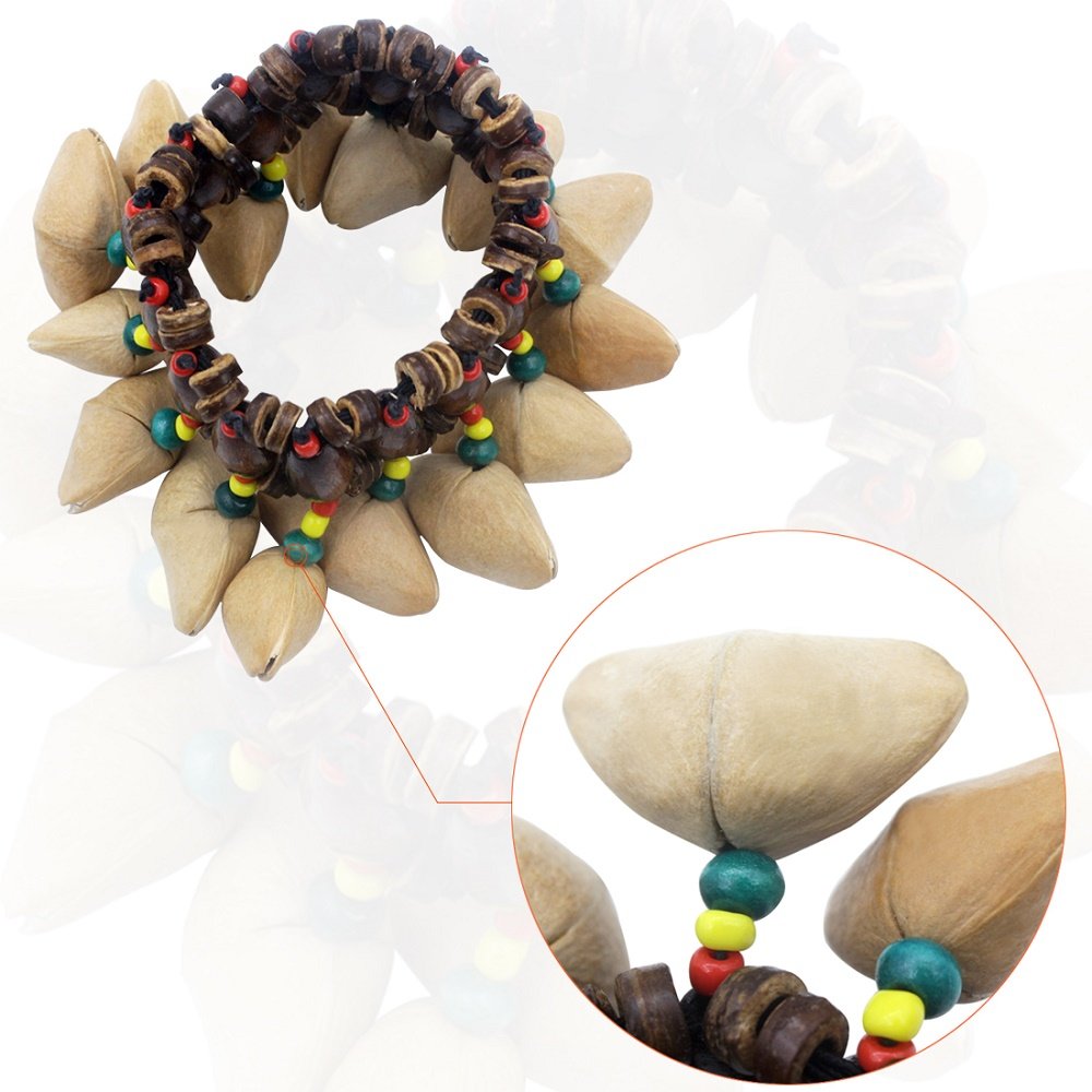 Mowind African Tribal Style Nuts Shell Bracelet Dora Nut Handbell Percussion Accessories