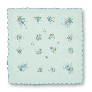 GB Women's 100% Cotton Handkerchiefs Assorted with Wavy Edge and Print Floral 12 Pieces