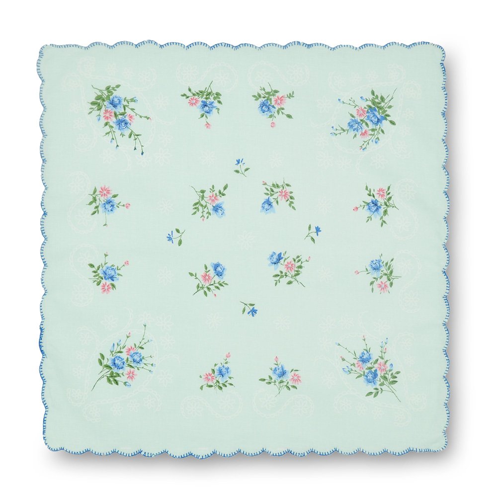 GB Women's 100% Cotton Handkerchiefs Assorted with Wavy Edge and Print Floral 12 Pieces