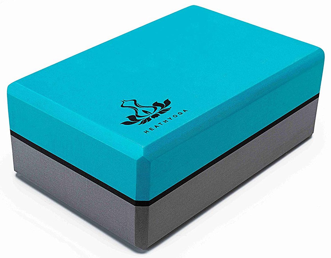 Heathyoga Yoga Blocks 2 Pack with Strap, High Density EVA Foam Yoga Block and Yoga Strap Set to Support and Improve Poses and Flexibility (Turquoise)