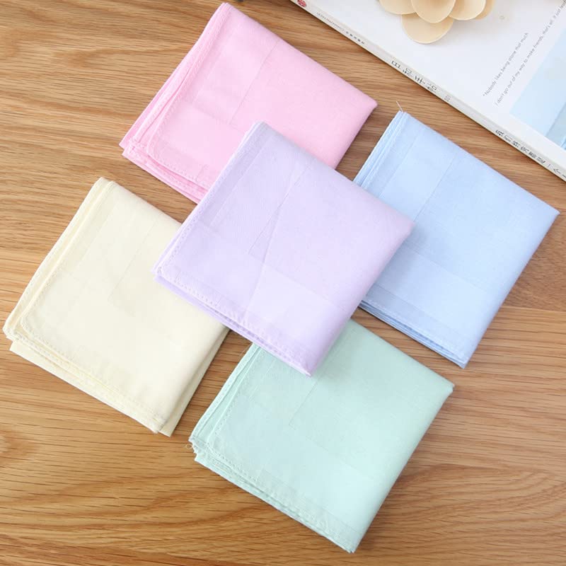 GB Women's 100% Cotton Handkerchiefs with Stripe Candy Color 5 Pieces Set