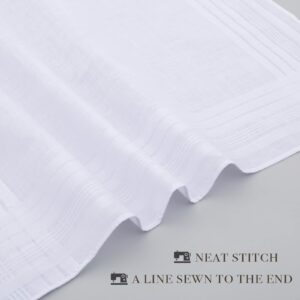 GB Men's Handkerchiefs 100% Cotton Solid White with Stripe Large Classic Hankies Bulk Set 12 Pack