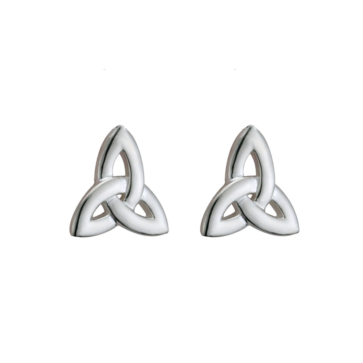 Biddy Murphy, Traditional Irish Trinity Knot Earrings for Women, 925 Sterling Silver Stud, Classic Celtic Jewelry Made in Ireland by Artisan Jewelers, 3/8" Inch