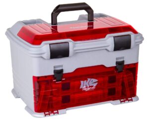 flambeau outdoors t5pw "ike" multiloader tackle box, fishing organizer with tuff tainer boxes included, zerust anti-corrosion technology - translucent red/gray