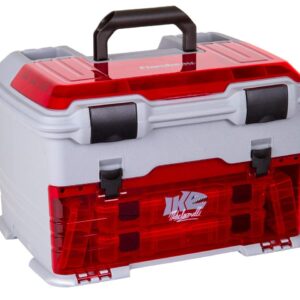 Flambeau Outdoors T5PW "IKE" Multiloader Tackle Box, Fishing Organizer with Tuff Tainer Boxes Included, Zerust Anti-Corrosion Technology - Translucent Red/Gray