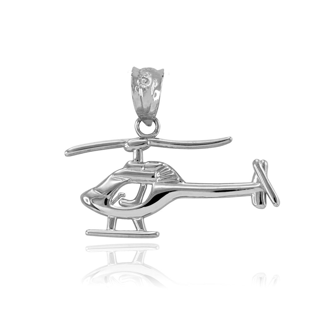 High Polish 925 Sterling Silver Aircraft Helicopter Charm Pendant