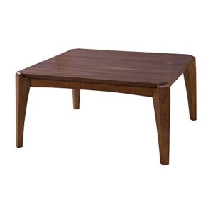 azumaya kt-107 kotatsu heater table, w30 x d30 x h15 inches, natural walnut and rubber wood table material, home and living, square shape table top with walnut brown color