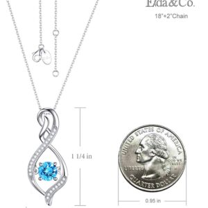 ELDA & CO. Birthday Gifts for Wife March Birthstone Blue Aquamarine Necklace Mom Women Forever Love Infinity Sterling Silver Jewelry