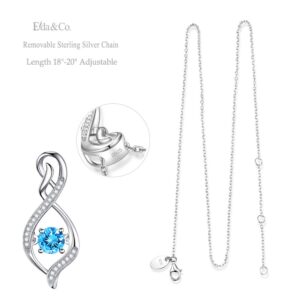 ELDA & CO. Birthday Gifts for Wife March Birthstone Blue Aquamarine Necklace Mom Women Forever Love Infinity Sterling Silver Jewelry