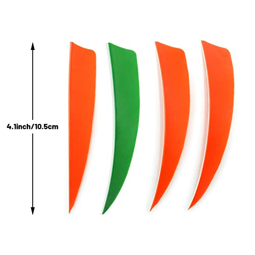 Obert Archery Feathers 4inch (60Pack) Hunting Arrows Fletching Fletches Right Wing 4" Shield Cut Orange Green