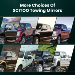 SCITOO Towing Mirrors fit 1997-2003 for Ford for F-150 1997-1999 for Ford for F250 Standard Extended Cab (Not fit 4 Doors Crew Cab Models) Black Power Adjusted Pair Set Mirrors