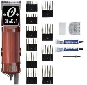 oster limited edition classic 76 with 2 blades & 10 piece professional comb set, burgundy and black for unisex adult