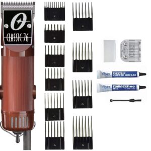 Oster Limited Edition Classic 76 with 2 blades & 10 Piece Professional Comb Set, burgundy and black for Unisex Adult