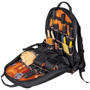 Klein Tools 55475 Tool Bag Backpack, Heavy Duty Tradesman Pro Tool Organizer / Tool Carrier with 35 Pockets for Hand Tools and Gear