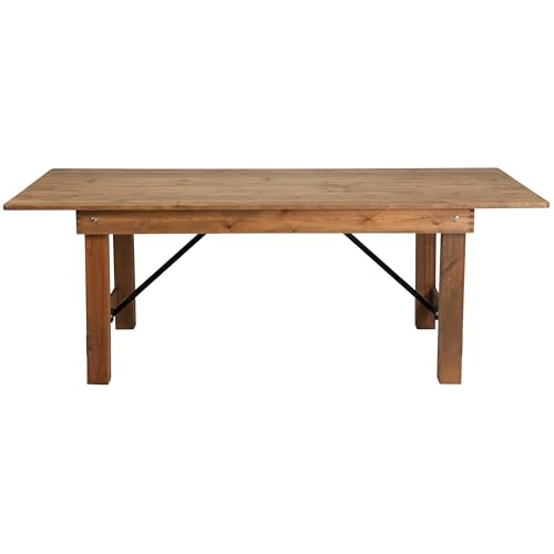 Flash Furniture Hercules Series 7' x 40" Rustic Solid Pine Folding Dining Table, Rectangular Antique Farmhouse Dining and Event Extension Table