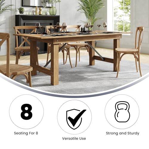 Flash Furniture Hercules Series 7' x 40" Rustic Solid Pine Folding Dining Table, Rectangular Antique Farmhouse Dining and Event Extension Table