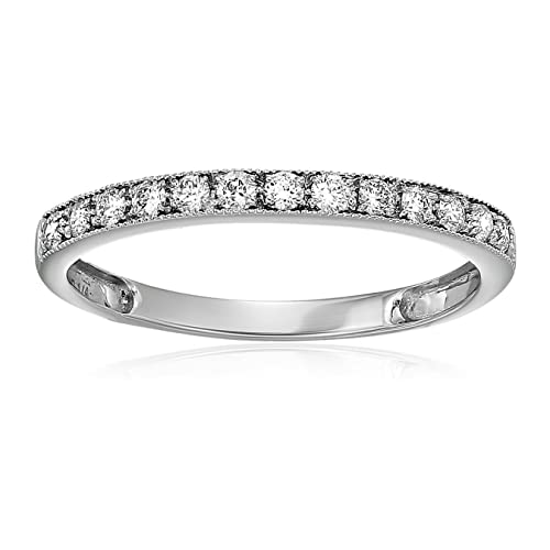 VIR JEWELS 1/5 carat (ctw) Diamond Wedding Anniversary Band for Women, Half Eternity Round Diamond Engagement Ring 14K White Gold Prong Set with Milgrain 0.20 cttw, Size 9