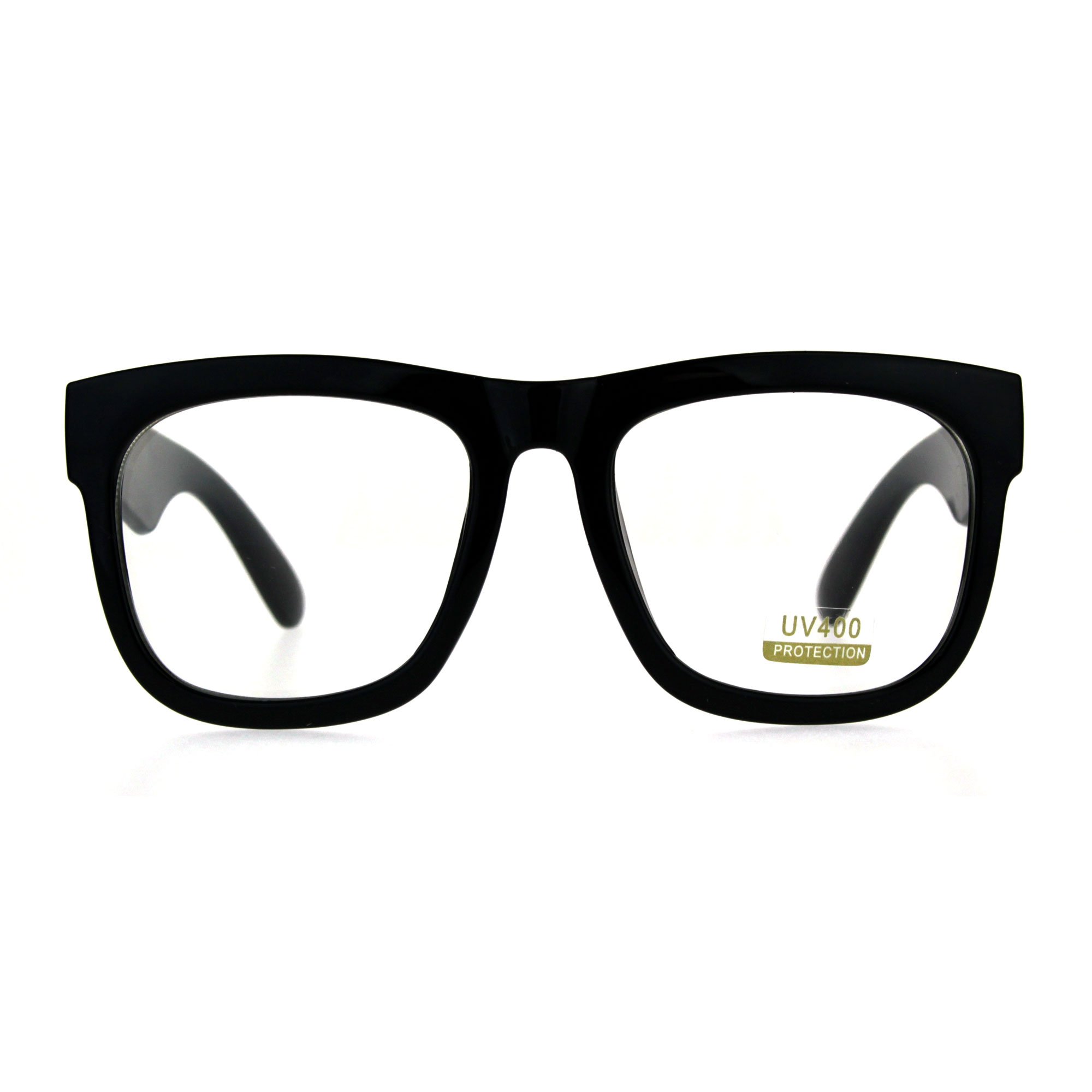 PASTL Black Oversized Square Glasses Thick Horn Rim Clear Lens Frame