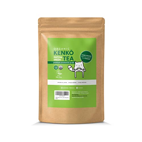 KENKO Matcha Green Tea Powder [USDA Organic] Ceremonial Grade, Authentic, First Harvest, Quality Japanese Matcha for Better Health & Energy. 50 Servings in a 100g [3.5oz] Bag