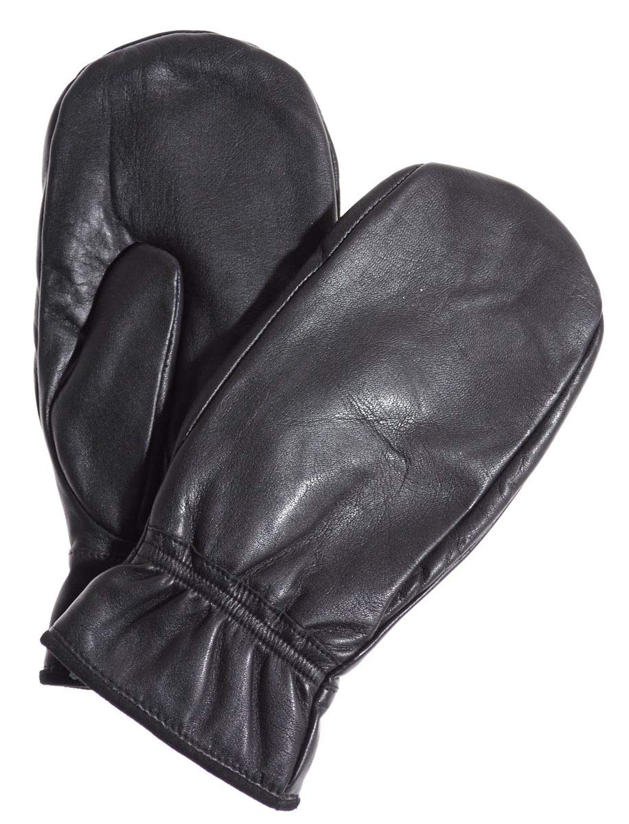 Pratt and Hart Alps Women’s Leather Mittens with Hi-Loft Sherpa (Polyester) Lining Size L Black