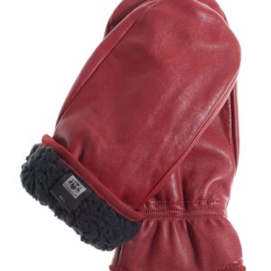 Pratt and Hart Alps Women’s Leather Mittens with Hi-Loft Sherpa (Polyester) Lining Size L Black